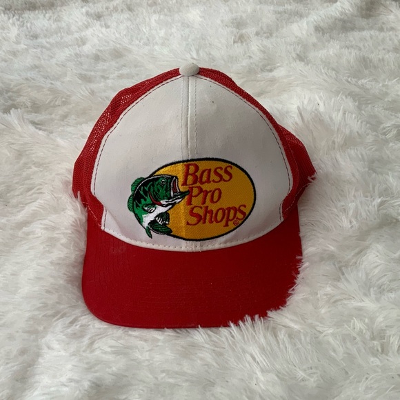 BASS PRO SHOPS • Red and White SnapBack Gone Fishing Trucker Hat Mesh - Picture 7 of 8